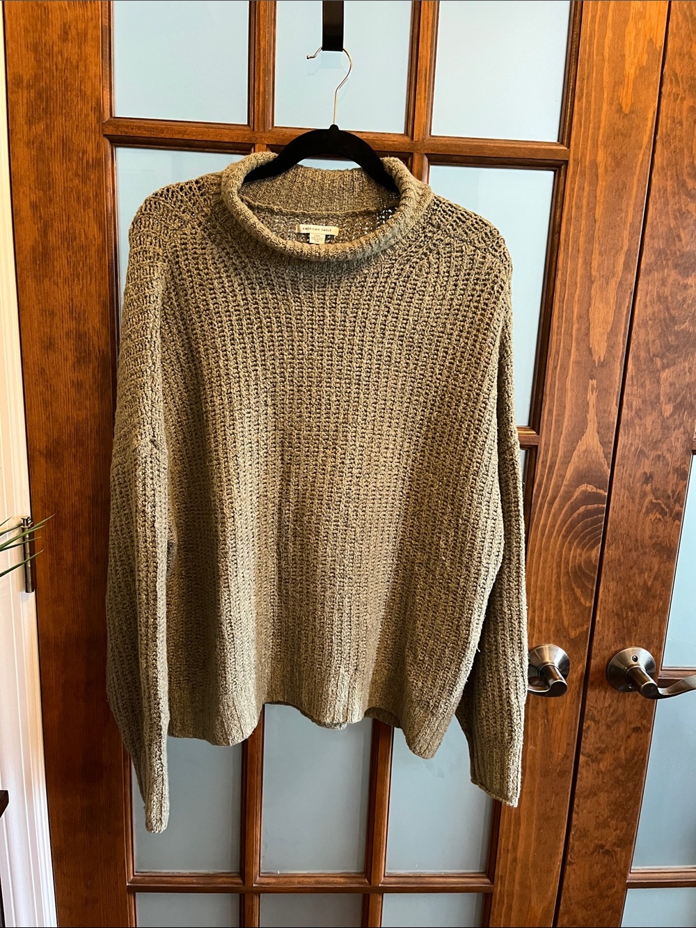 American Eagle Outfitters Olive Turtleneck Chunky Knit Sweater